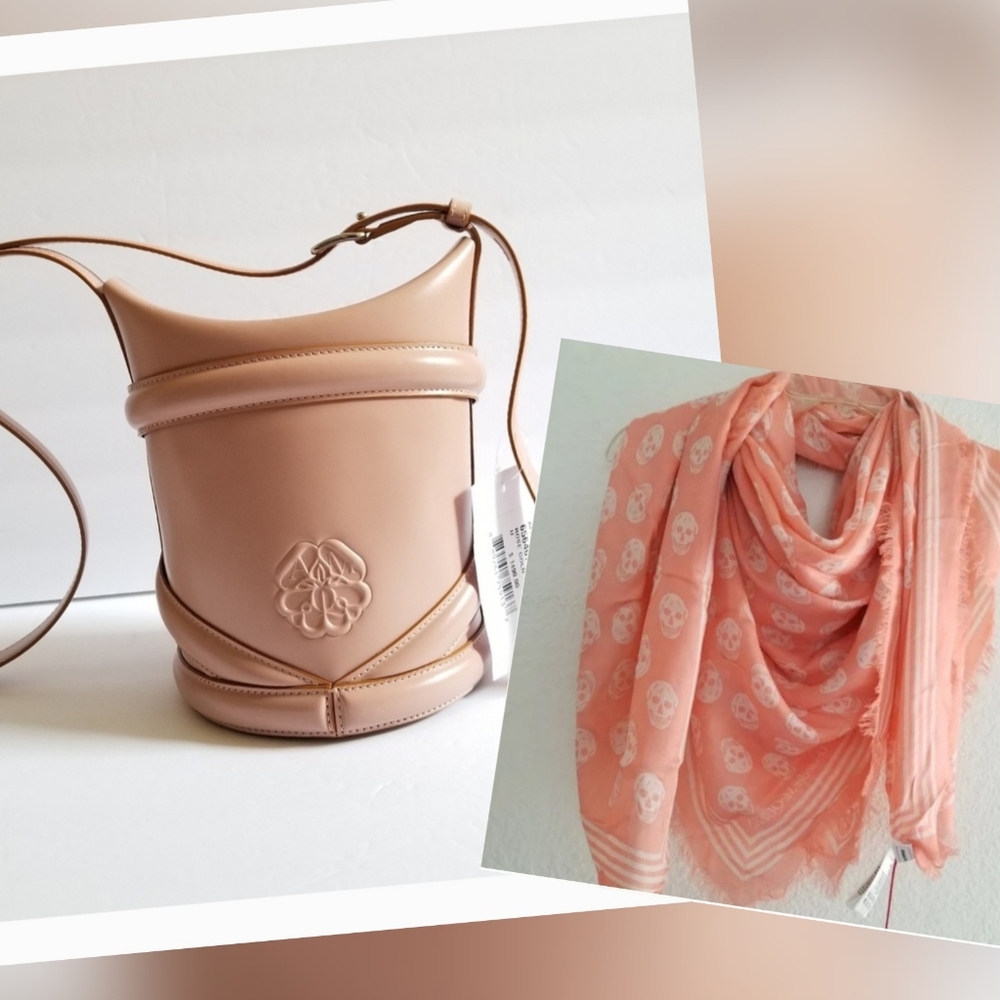 Alexander McQueen Tan Crossbody Bag and Scarf